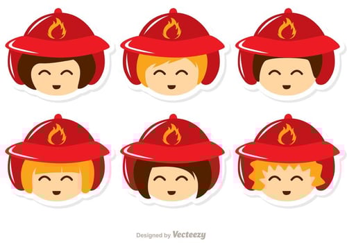 Kids Face Fireman Vector Pack