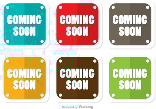Square Coming Soon Flat Icons Vector Pack