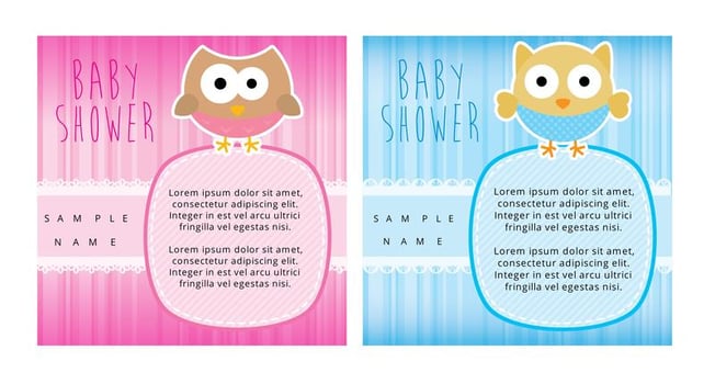 Owl Baby Shower Cards vector
