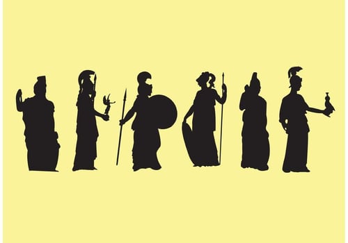 Athena Greek Goddess Silhouettes  vector