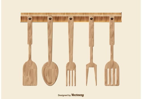 Wooden Kitchen Utensils vector