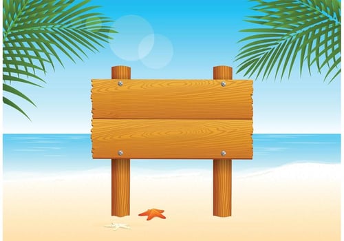 Wooden Billboard For Beach Vector