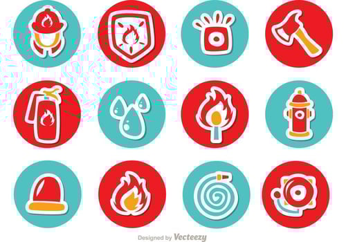 Circle Icons Fireman Vector Pack