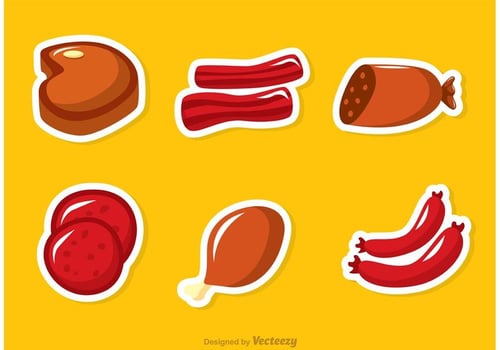 Meats And Sausage Vectors Pack