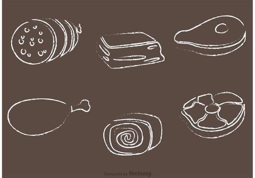 Chalk Drawn Meat Vectors 