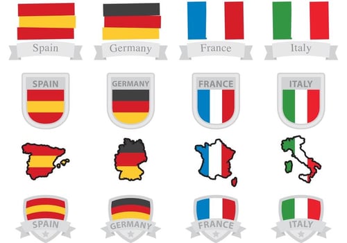 European Flags And Badges vector