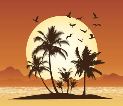 Tropical Scene Illustration vector
