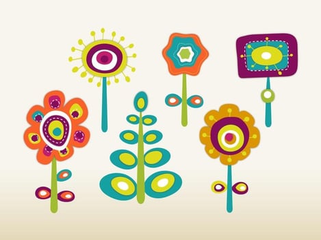 Retro Spring Flowers vector