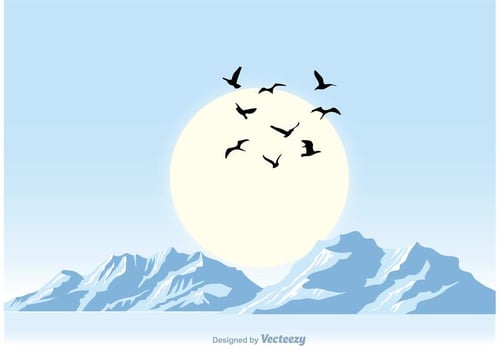 Peaceful Blue Sunset Illustration vector