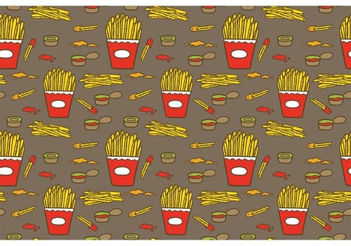 Free Fries with Sauce Pattern Vector