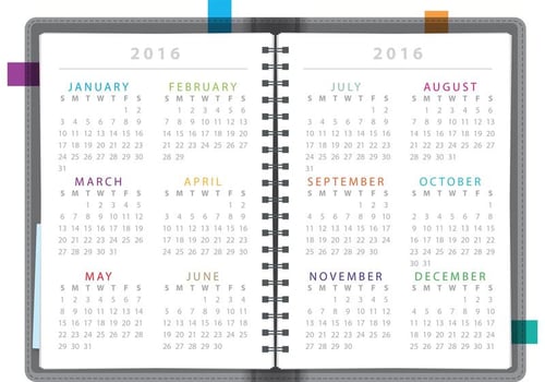 Calendar Notebook 2016 vector