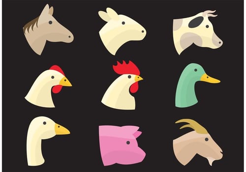 Farm Animal Heads vector