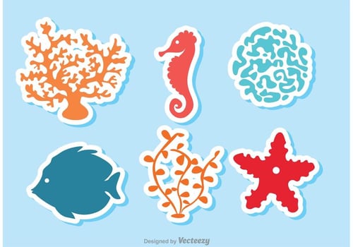 Bright Coral Reef And Fish Vectors