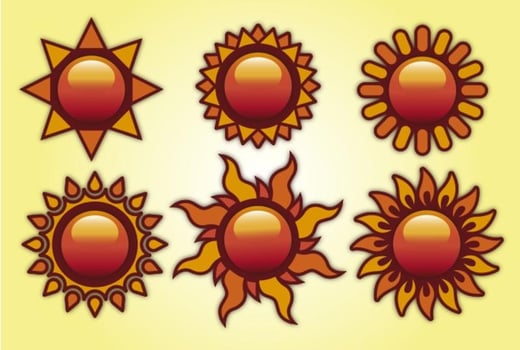 Summer Sun Vector Set