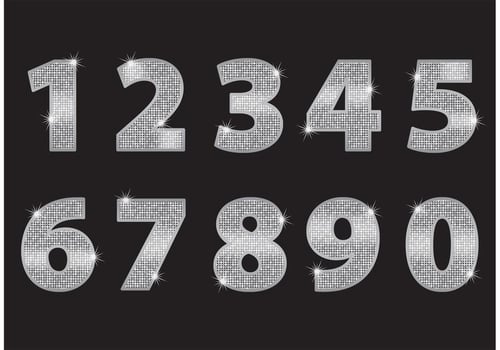 Silver Glitter Numbers vector