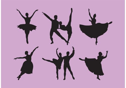Set of Nutcracker Ballet Dancer Silhouettes vector
