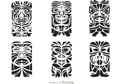 Tiki Totem Hawaiian Tribal Vectors