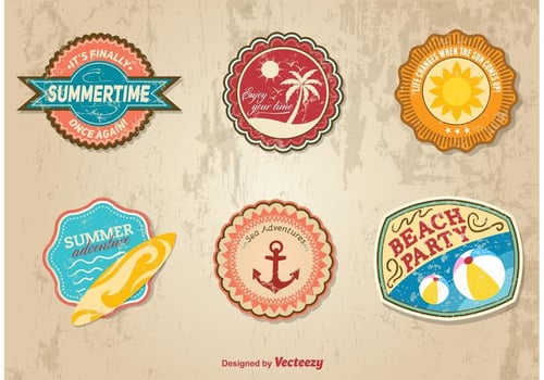 Summer Time Retro Stickers vector