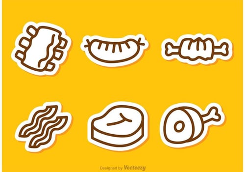 Simple Outline Meat Vectors