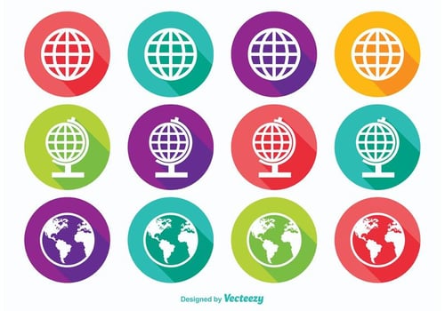 Long Shadow Earth Globe Icons vector