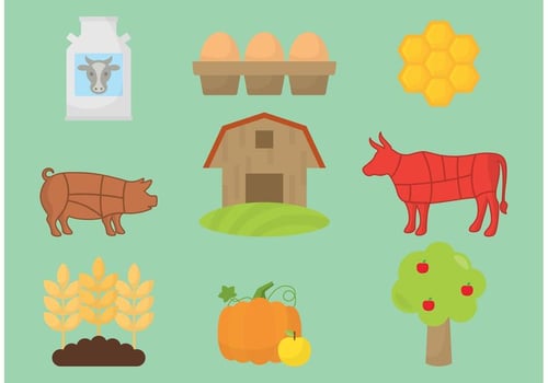 Organic Farm Icon Vectors