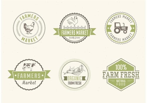 Farmers Market Vector Labels