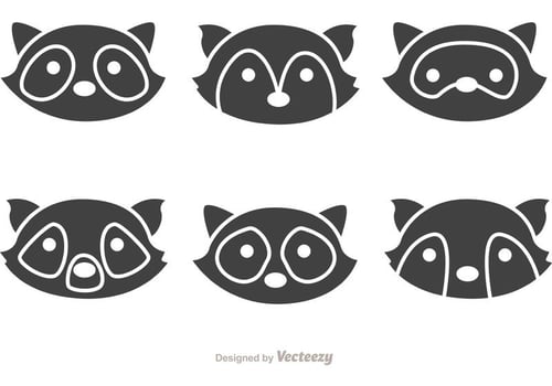 Simple Raccoon Head Icons Vector