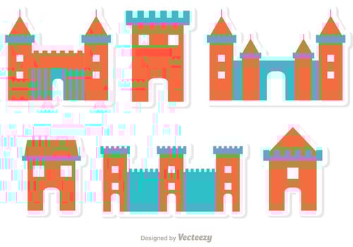 Flat Icon Fort Castle Vectors