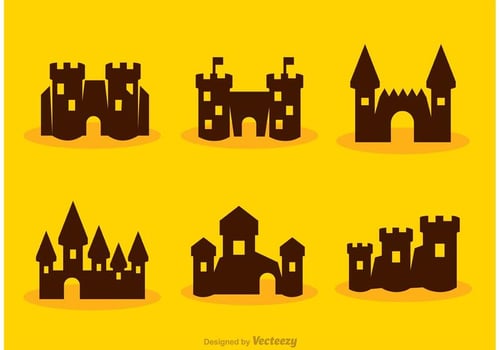 Silhouette Cartoon Fort Castle Vectors