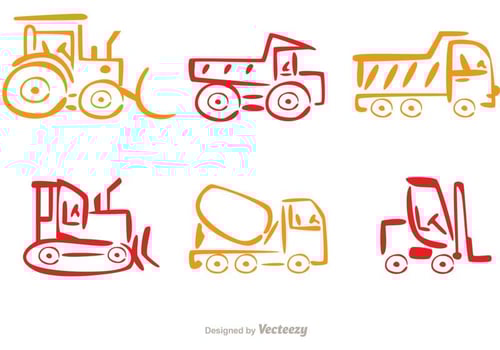 Colorful Line Dump Trucks Vector