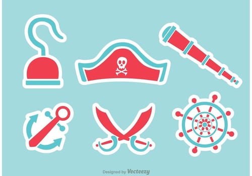 Pirate Flat Icons Vectors