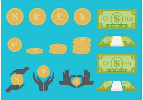 Bills And Cash Vector Icons