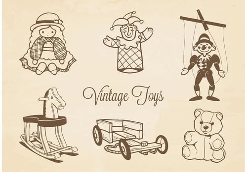 Free Vector Drawn Vintage Toys