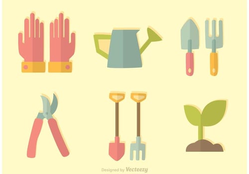 Flat Gardening Icons Vector