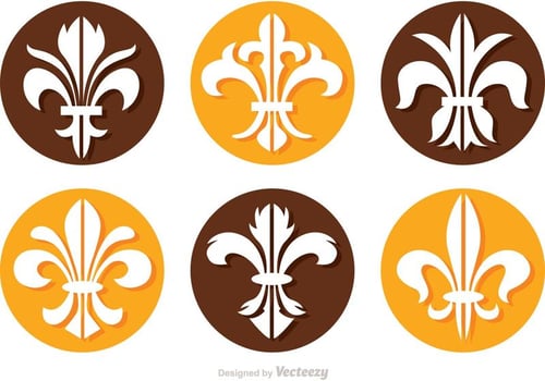 Fleur De Lis Circle Icons Vectors