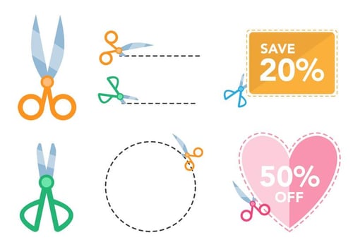 Scissors Coupon Vector Set