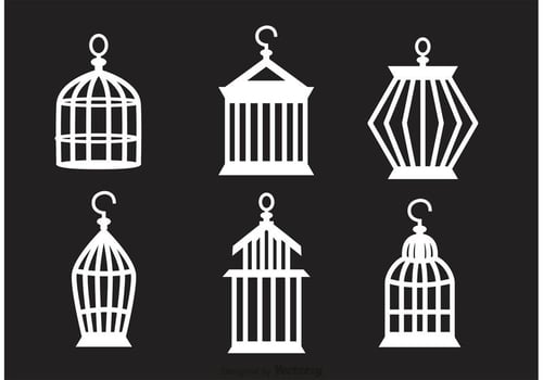 Set Of Vintage Bird Cage Vector