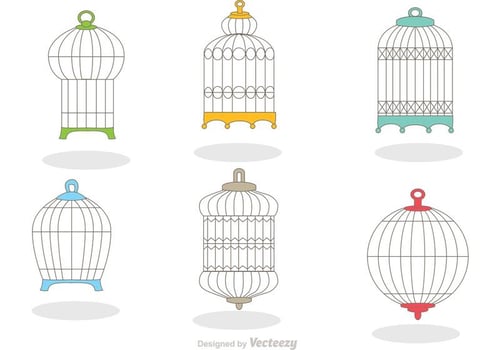 Collection of Vintage Bird Cage Vector