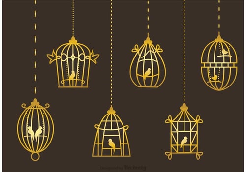 Gold Vintage Bird Cage Vectors
