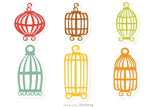 Colorful Vintage Bird Cage Vector