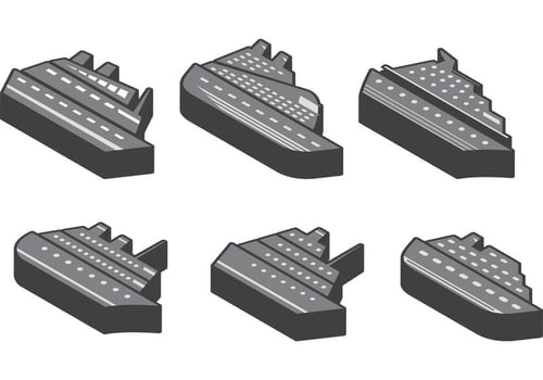 3D Cruise Liner Icon Vectors 