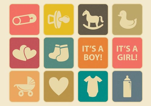 Vintage Baby Icon Set vector