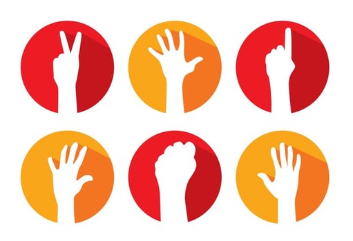 Hand Reaching Long Shadow Icons Vectors