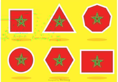 Different Shaped Morocco Flag Vectors