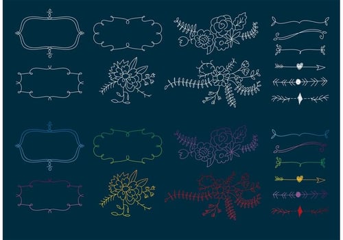 Boho Frames And Floral Vector Elements