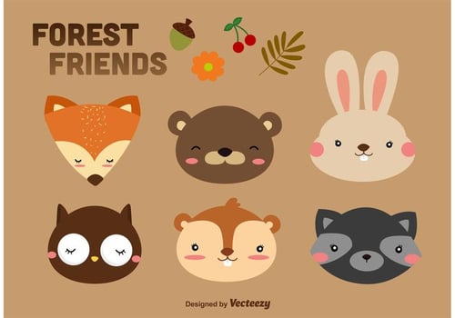 Forest Animals Cartoon Vectors
