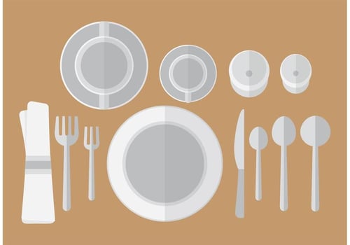 Flat Dinner Table Setting Vector