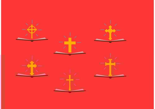 Open Bibles with Crucifix Vectors 