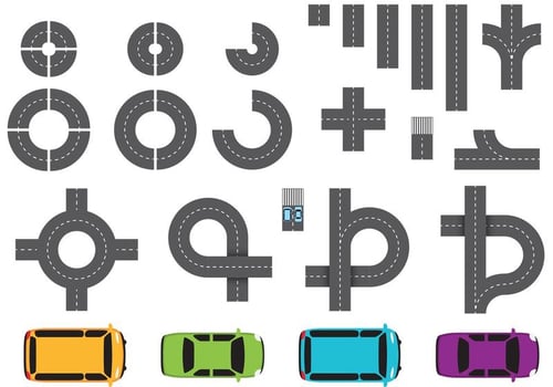 Street Parts and Car Vectors 
