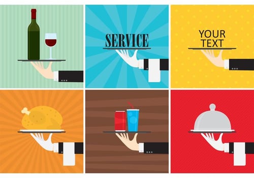 Waiter Service Background Vectors